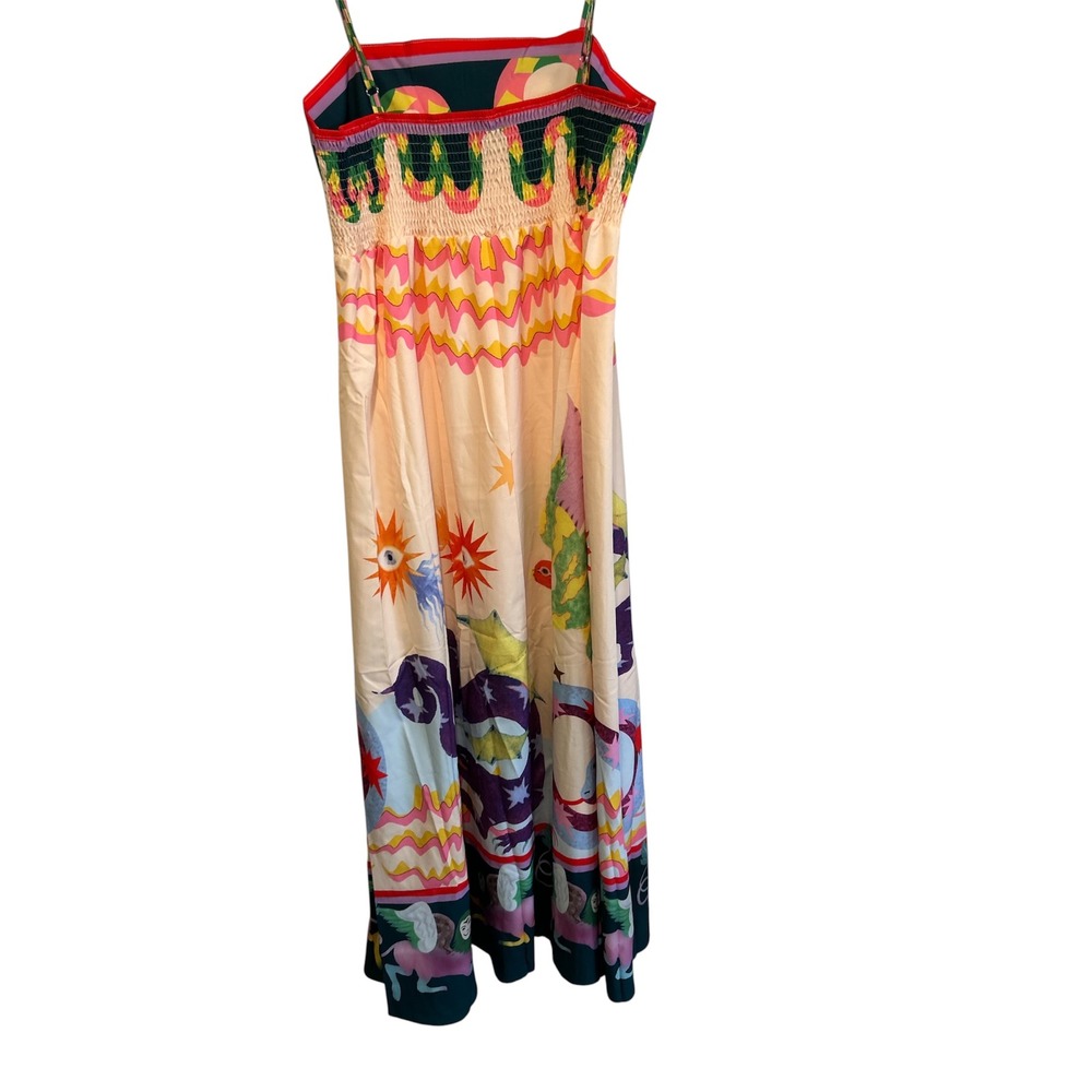Vibrant Wimsiegoth Mythical Creature Print Maxi Dress Multi XL Smocked Back - Picture 6 of 8